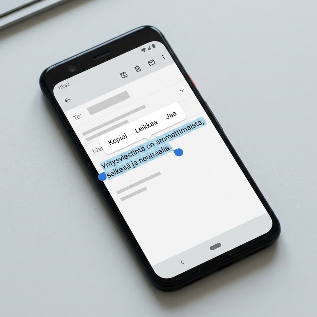 Valitse teksti Androidissa