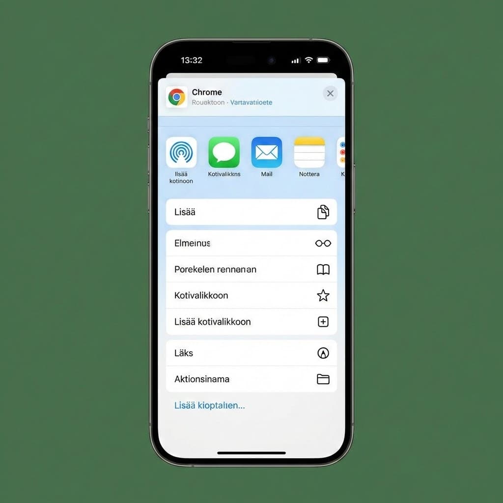 Lisää verkkosivu Chrome-selaimesta