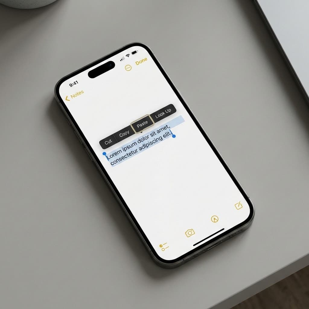 Liitä teksti iPhonella