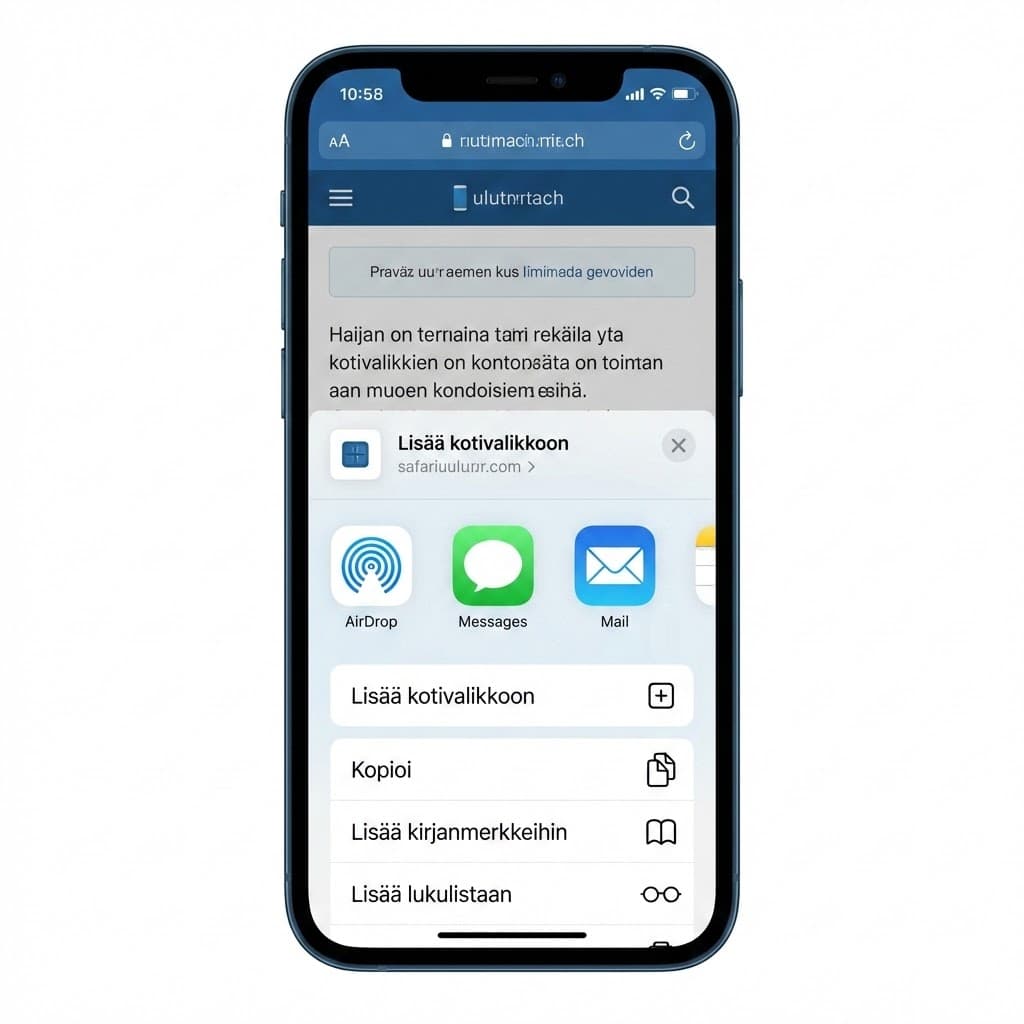 Lisää verkkosivu Safari-selaimesta
