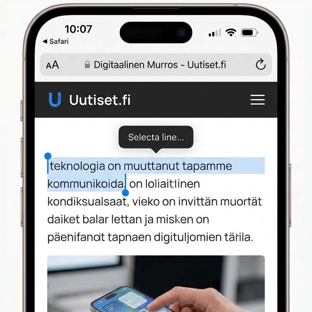 Valitse teksti iPhonella