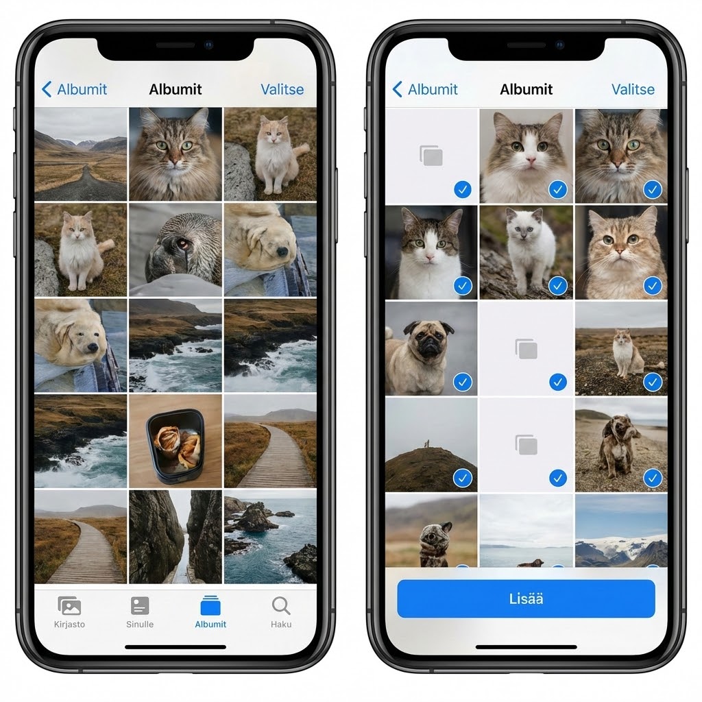 Lisää kuvia albumiin iPhonella