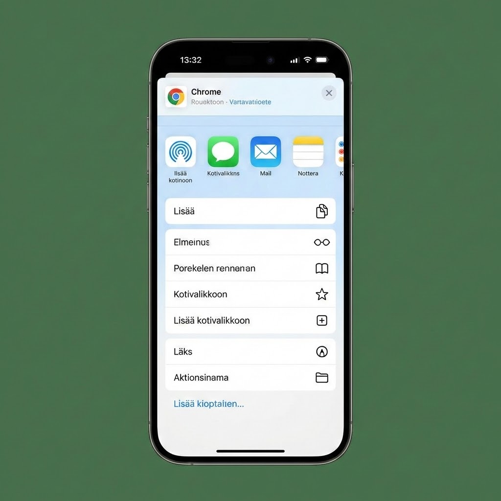 Lisää verkkosivu Chrome-selaimesta