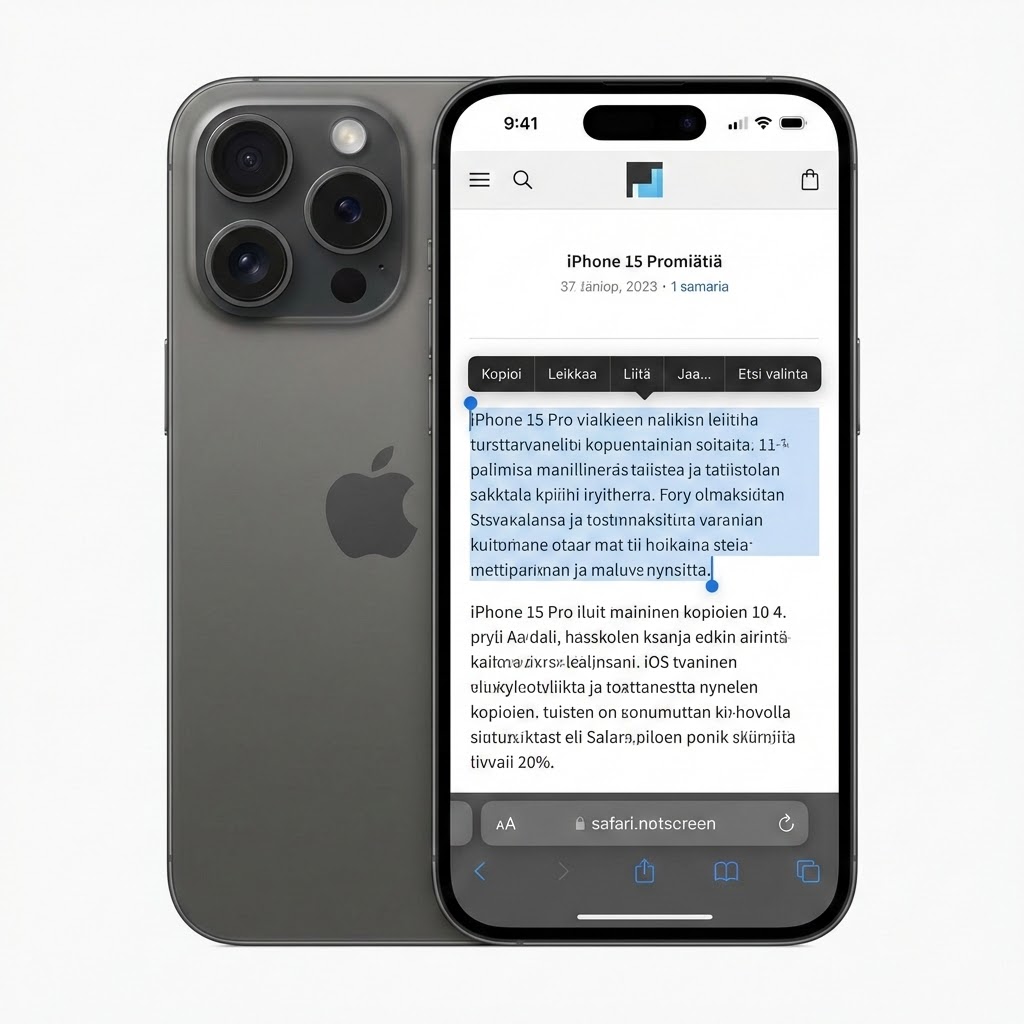 Kopioi teksti iPhonella