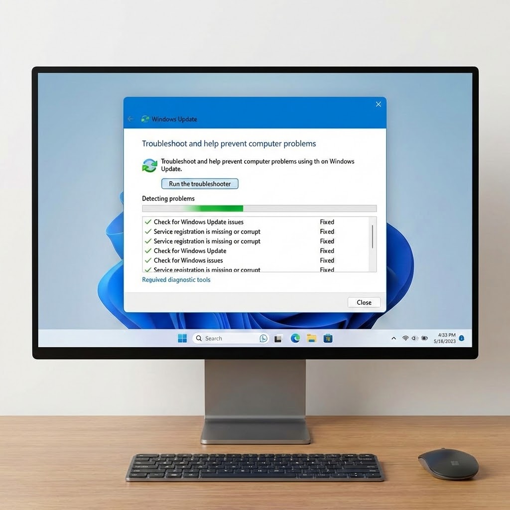Vianetsintä Windows 11 päivityksessä
